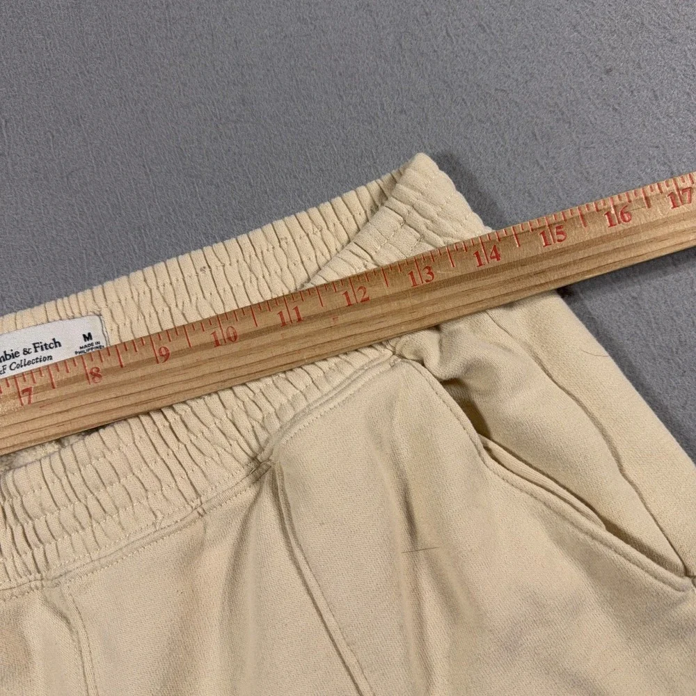 Abercrombie and Fitch Sweatpants Women Medium‎ Cream Fleece Wide Leg Lounge